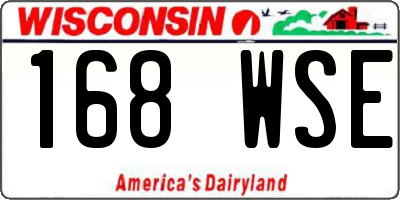 WI license plate 168WSE
