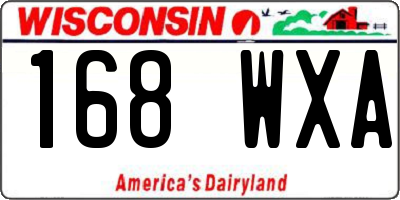 WI license plate 168WXA