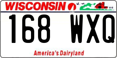 WI license plate 168WXQ