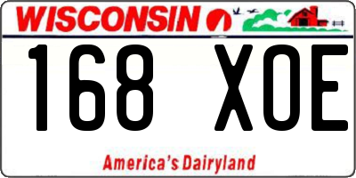 WI license plate 168XOE