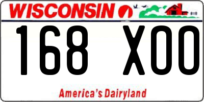 WI license plate 168XOO