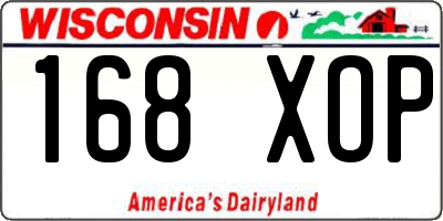WI license plate 168XOP