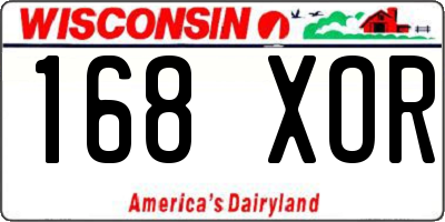 WI license plate 168XOR