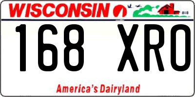 WI license plate 168XRO