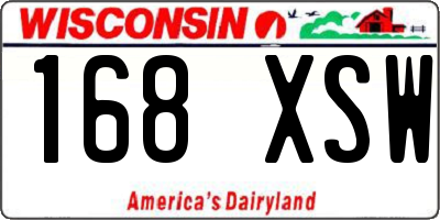 WI license plate 168XSW