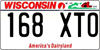 WI license plate 168XTO