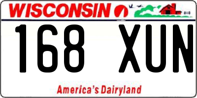 WI license plate 168XUN