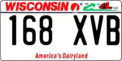 WI license plate 168XVB