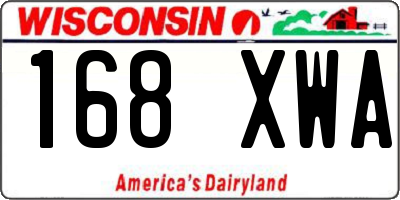 WI license plate 168XWA