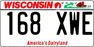 WI license plate 168XWE