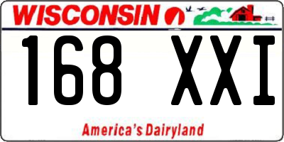 WI license plate 168XXI