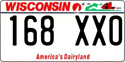 WI license plate 168XXO