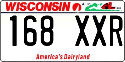 WI license plate 168XXR