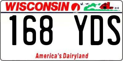 WI license plate 168YDS