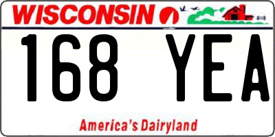 WI license plate 168YEA