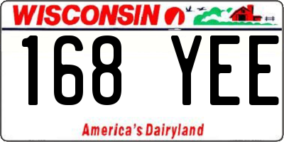 WI license plate 168YEE