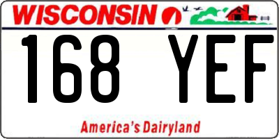 WI license plate 168YEF
