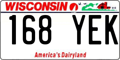 WI license plate 168YEK