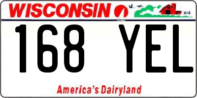 WI license plate 168YEL