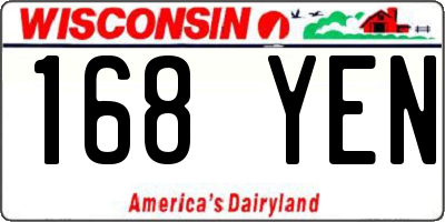 WI license plate 168YEN