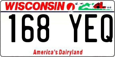 WI license plate 168YEQ