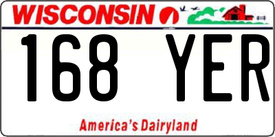 WI license plate 168YER