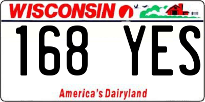 WI license plate 168YES