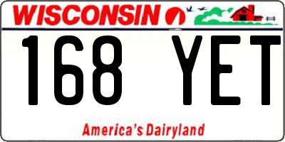 WI license plate 168YET