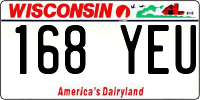 WI license plate 168YEU