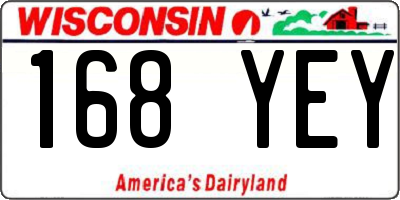 WI license plate 168YEY