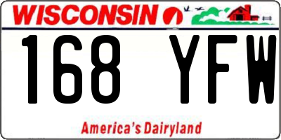 WI license plate 168YFW