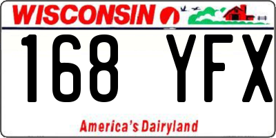 WI license plate 168YFX