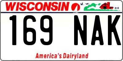 WI license plate 169NAK