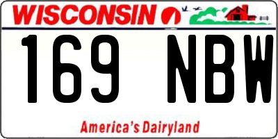 WI license plate 169NBW