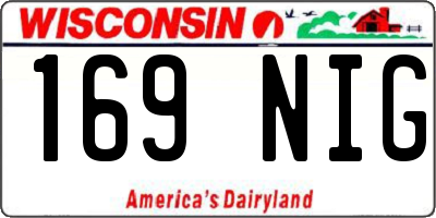 WI license plate 169NIG