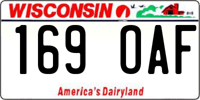 WI license plate 169OAF
