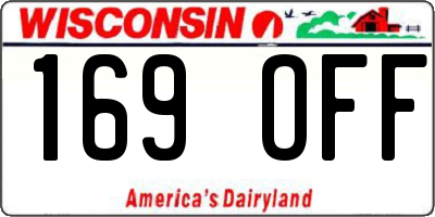 WI license plate 169OFF