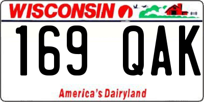 WI license plate 169QAK