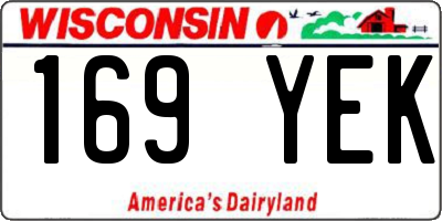 WI license plate 169YEK