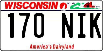 WI license plate 170NIK