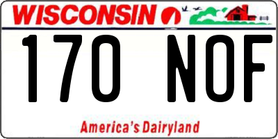 WI license plate 170NOF