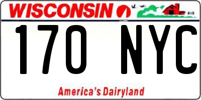 WI license plate 170NYC
