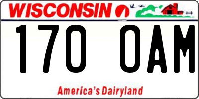 WI license plate 170OAM