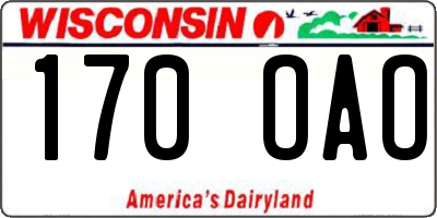 WI license plate 170OAO
