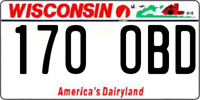 WI license plate 170OBD