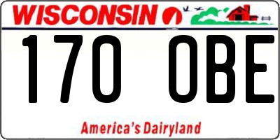 WI license plate 170OBE