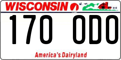 WI license plate 170ODO