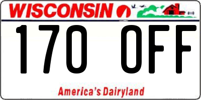 WI license plate 170OFF