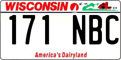 WI license plate 171NBC