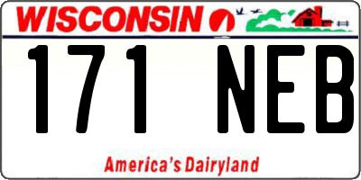 WI license plate 171NEB